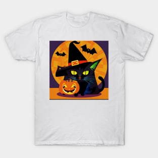 Halloween Cat in a Hat T-Shirt